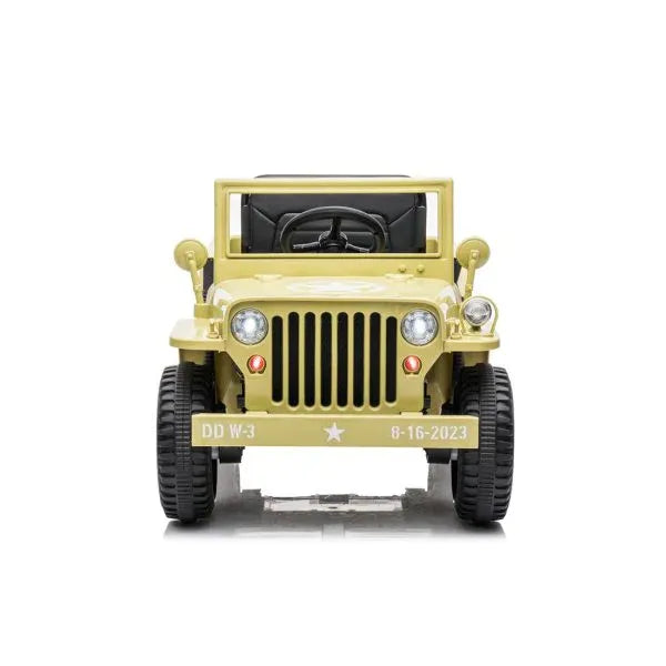 12V Military Jeep Electric Ride On Car For Kids - Khaki