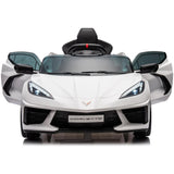 12V Licensed V8 Corvette Battery Powered Sports Kids Ride On Car – White