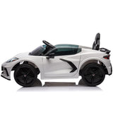 12V Licensed V8 Corvette Battery Powered Sports Kids Ride On Car – White