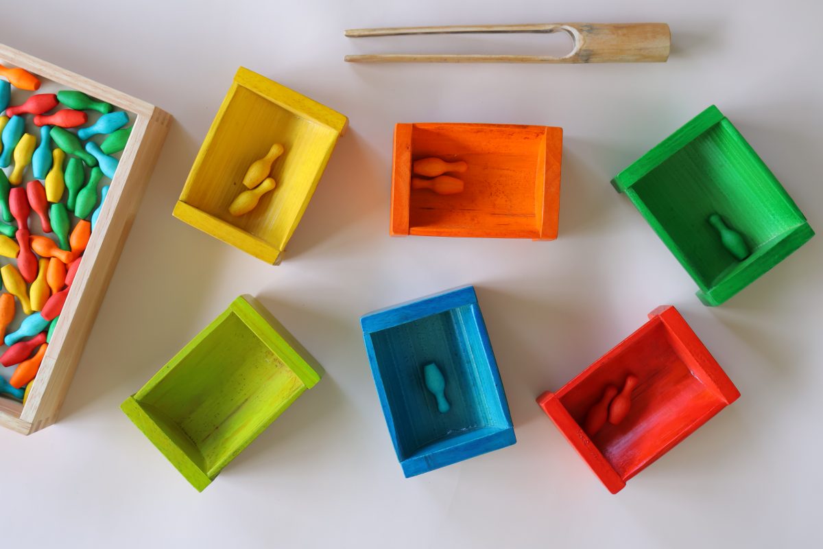 Activity Toys: Coloured Bamboo Sorting Containers