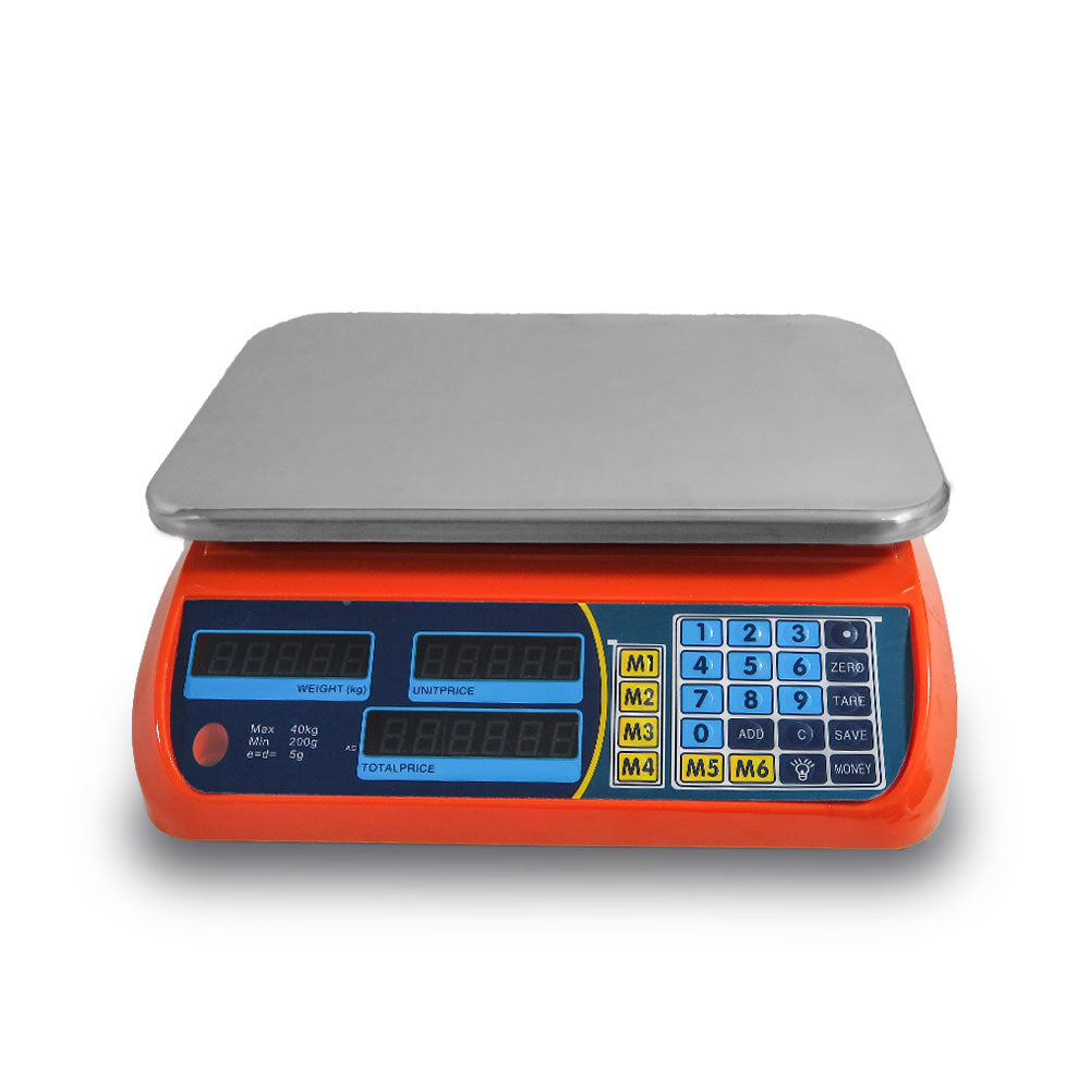 Kitchen Scales: Kitchen Scale Digital Commercial Postal Shop Electronic Weight Scales Food 40KG - orange