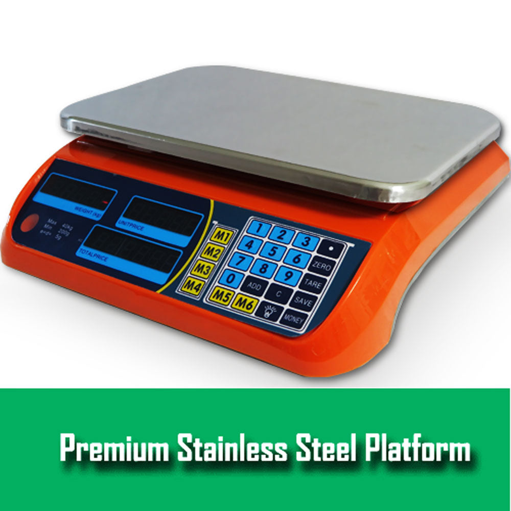Kitchen Scales: Kitchen Scale Digital Commercial Postal Shop Electronic Weight Scales Food 40KG - orange