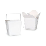 Food Storage: Bulk Packs 100  x 235ML/8oz White Noodle Box Pail With Metal Wire Handle