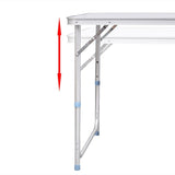 Camp Furniture: Aluminium Folding Portable Garden Camping Picnic BBQ Table Height Adjustable 120 x 60 cm - white