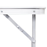 Camp Furniture: Aluminium Folding Portable Garden Camping Picnic BBQ Table Height Adjustable 120 x 60 cm - white