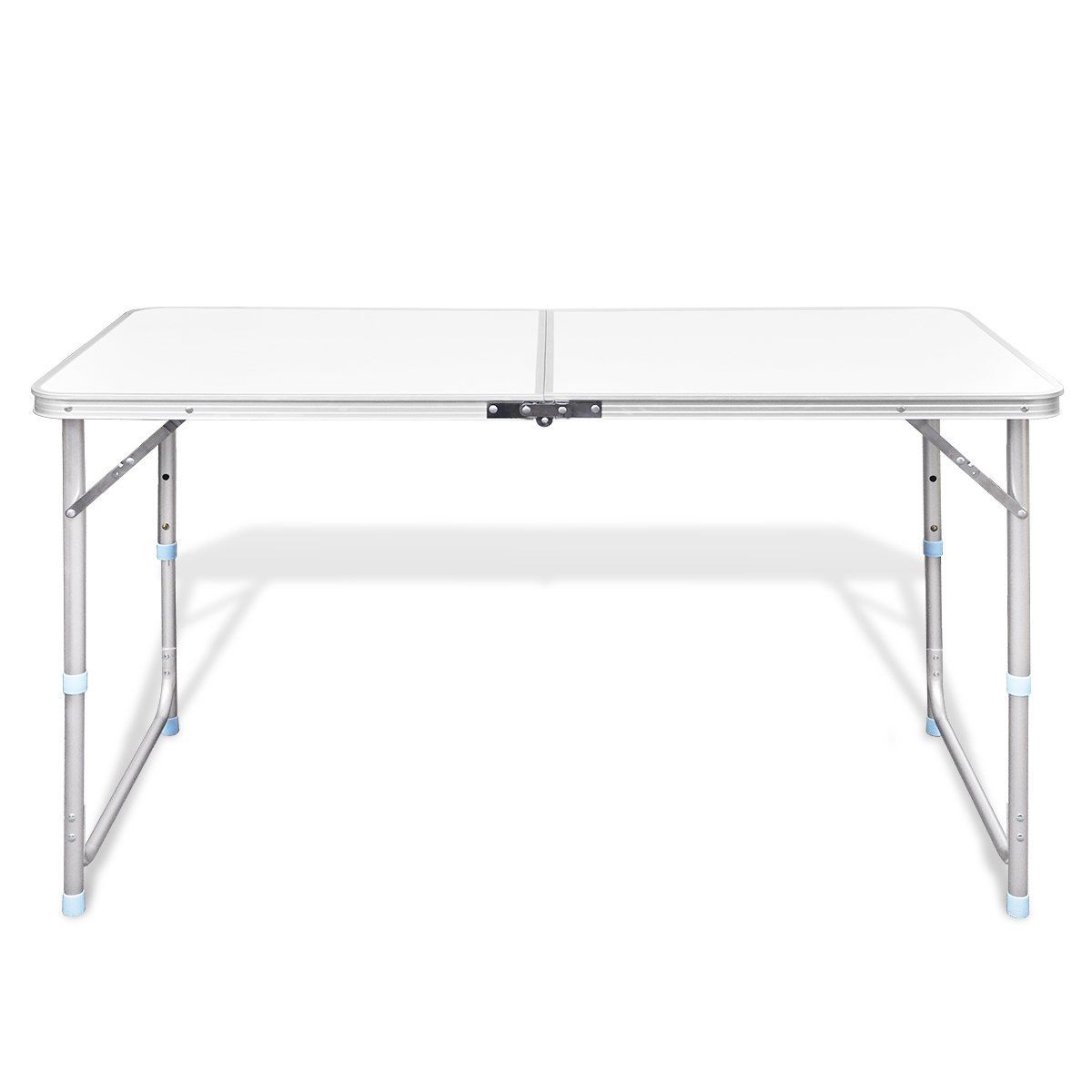 Camp Furniture: Aluminium Folding Portable Garden Camping Picnic BBQ Table Height Adjustable 120 x 60 cm - white