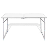 Camp Furniture: Aluminium Folding Portable Garden Camping Picnic BBQ Table Height Adjustable 120 x 60 cm - white
