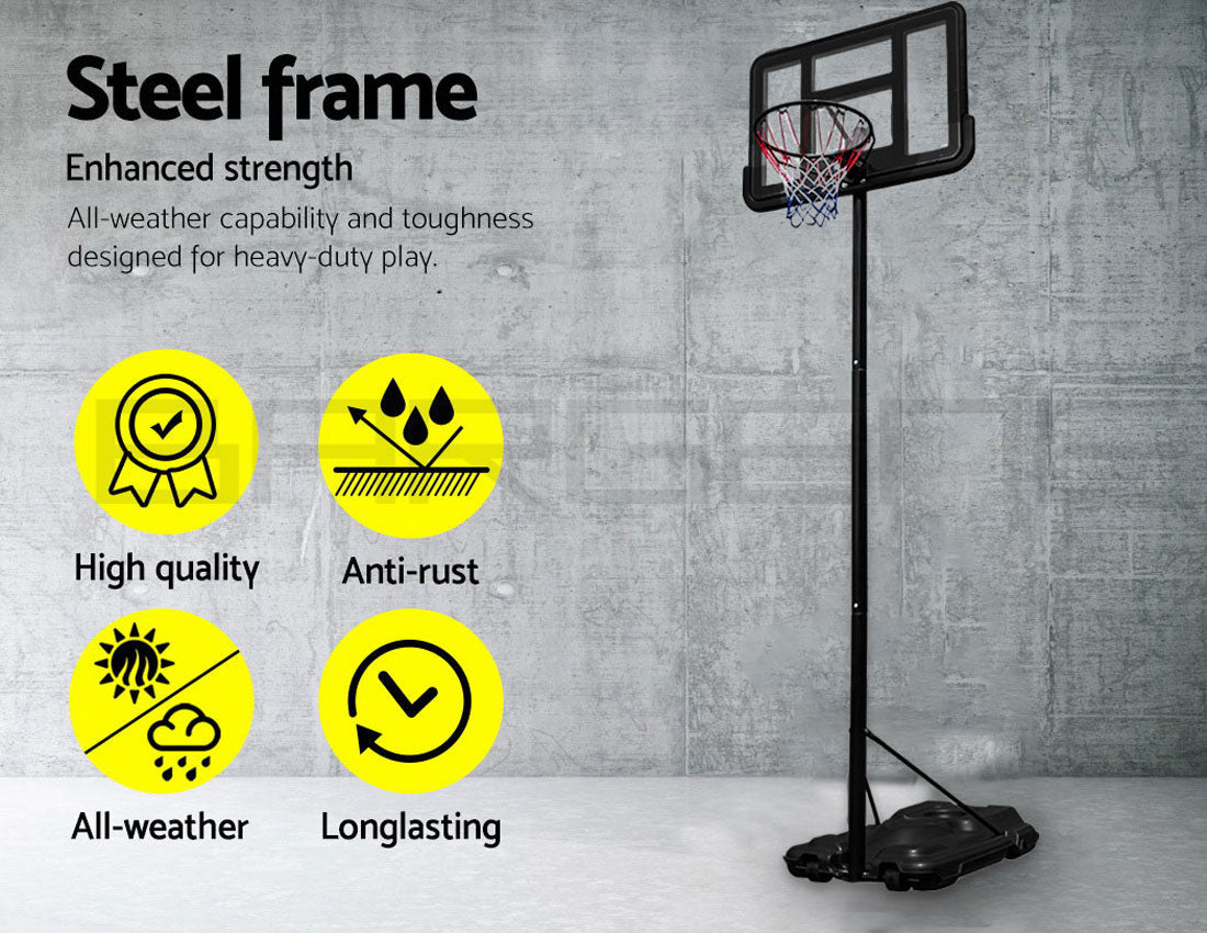 Basketball & Basketball Accessories: Basketball Hoop Stand System Portable Adjustable Height Ring Backboard Net Rim