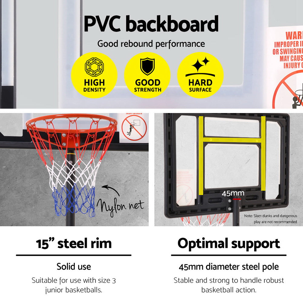 Basketball & Basketball Accessories: Adjustable Portable Height Kids Basketball Stand System Net Rim Ring Hoop Set