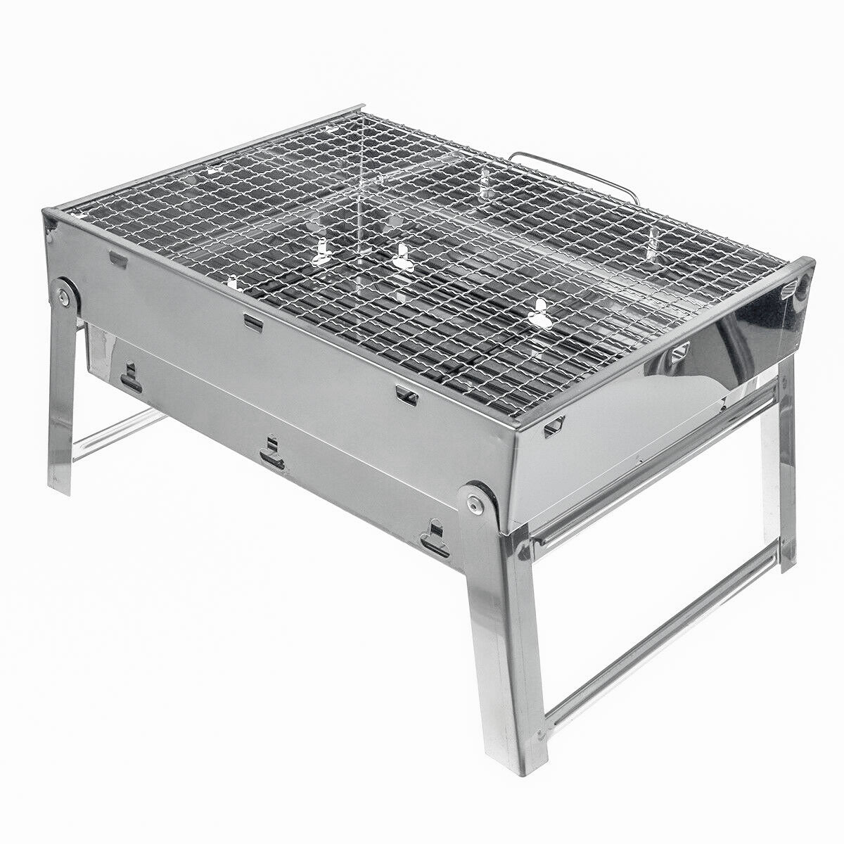 BBQ Tools: Portable Stainless Steel BBQ Charcoal Wood Outdoor Barbecue Grill Camping Picnic