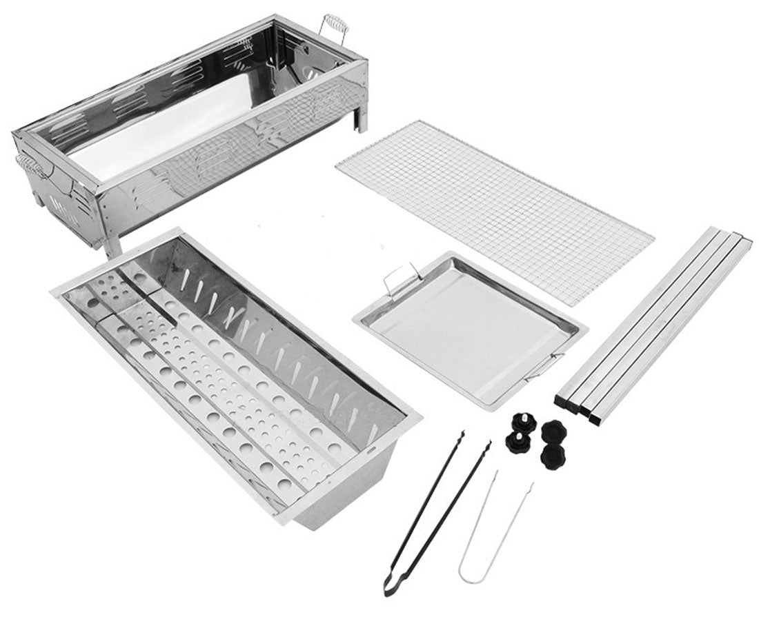BBQ Tools: Stainless Steel Portable Outdoor BBQ Barbecue Grill Set Charcoal Kebab Picnic Camping Sets Large