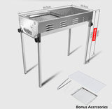 BBQ Tools: Stainless Steel Portable Outdoor BBQ Barbecue Grill Set Charcoal Kebab Picnic Camping Sets Large