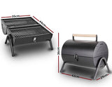 BBQ Tools: Stainless Steel BBQ Barrel Charcoal Smoker Portable Foldable Barbecue Camping Black