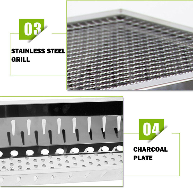 BBQ Tools: Stainless Steel Portable Outdoor BBQ Barbecue Grill Set Charcoal Kebab Picnic Camping Sets Medium