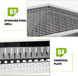 BBQ Tools: Stainless Steel Portable Outdoor BBQ Barbecue Grill Set Charcoal Kebab Picnic Camping Sets Medium