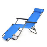 Camp Furniture: Reclining Sun Beach Deck Lounge Chair Outdoor Folding Camping Fishing Arm Rest - blue