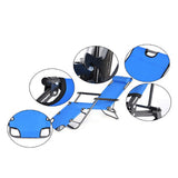 Camp Furniture: Reclining Sun Beach Deck Lounge Chair Outdoor Folding Camping Fishing Arm Rest - blue
