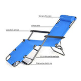 Camp Furniture: Reclining Sun Beach Deck Lounge Chair Outdoor Folding Camping Fishing Arm Rest - blue