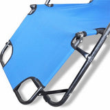Camp Furniture: Reclining Sun Beach Deck Lounge Chair Outdoor Folding Camping Fishing Arm Rest - blue