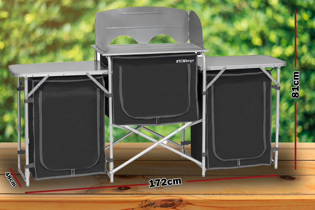 Awnings: Deluxe Aluminium Foldable Camping Kitchen Picnic Cupboard Bench Table Windshield