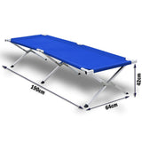 Camp Furniture: Camping Bed Folding Stretcher Light Weight w/ Carry Bag Camp Portable - blue