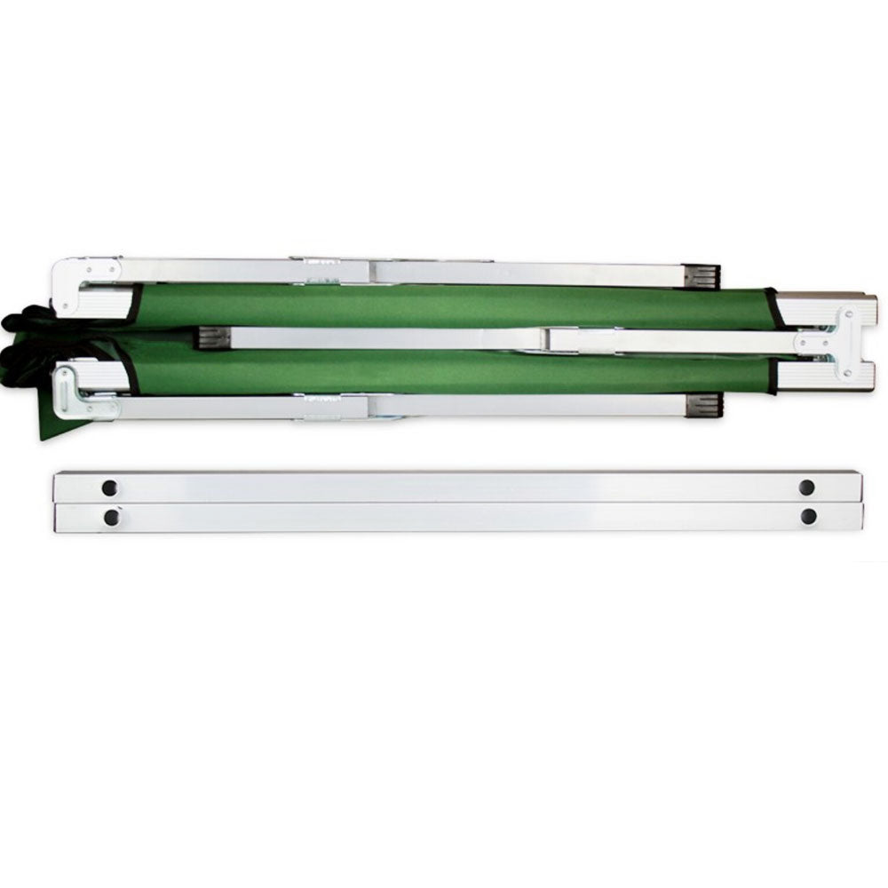 Camp Furniture: Camping Bed Folding Stretcher Light Weight w/ Carry Bag Camp Portable - green