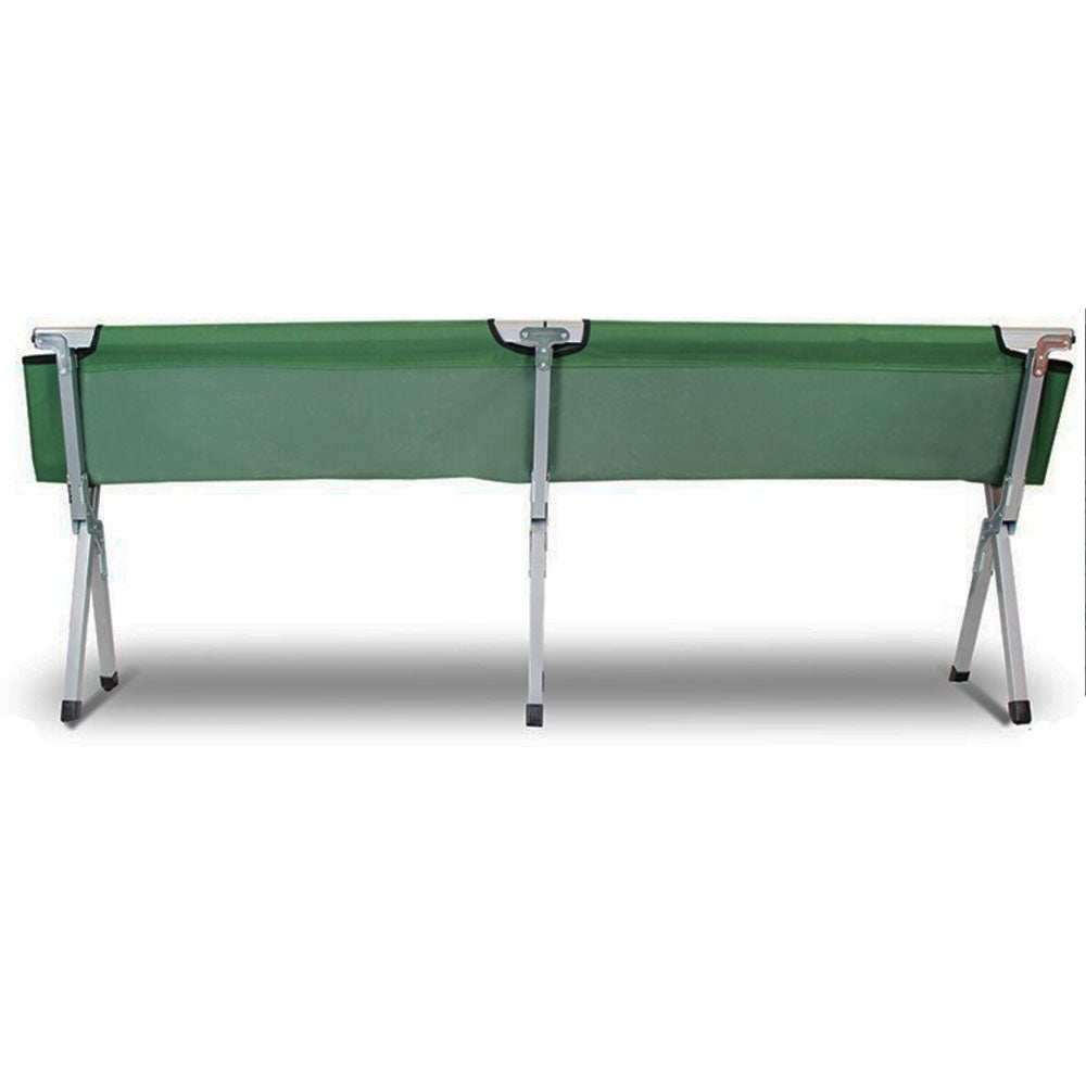 Camp Furniture: Camping Bed Folding Stretcher Light Weight w/ Carry Bag Camp Portable - green