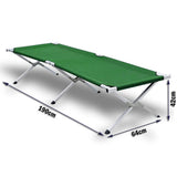 Camp Furniture: Camping Bed Folding Stretcher Light Weight w/ Carry Bag Camp Portable - green