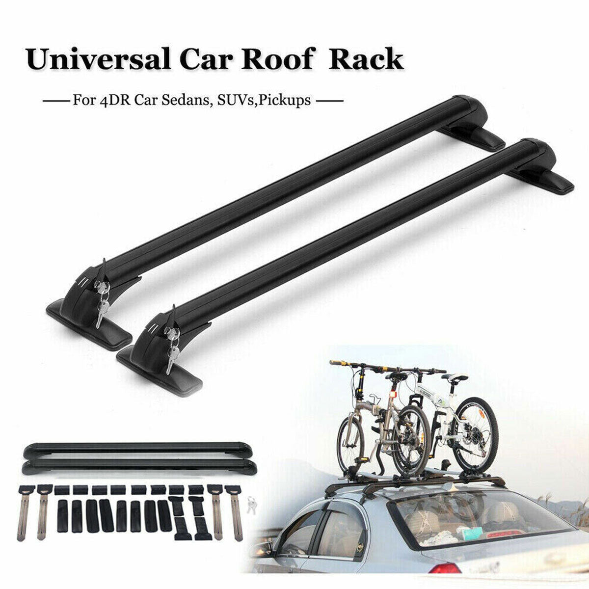 Awnings: 100cm Universal Car Roof Racks Carrier Adjustable Cross Bars Aluminium Alloy Lockable