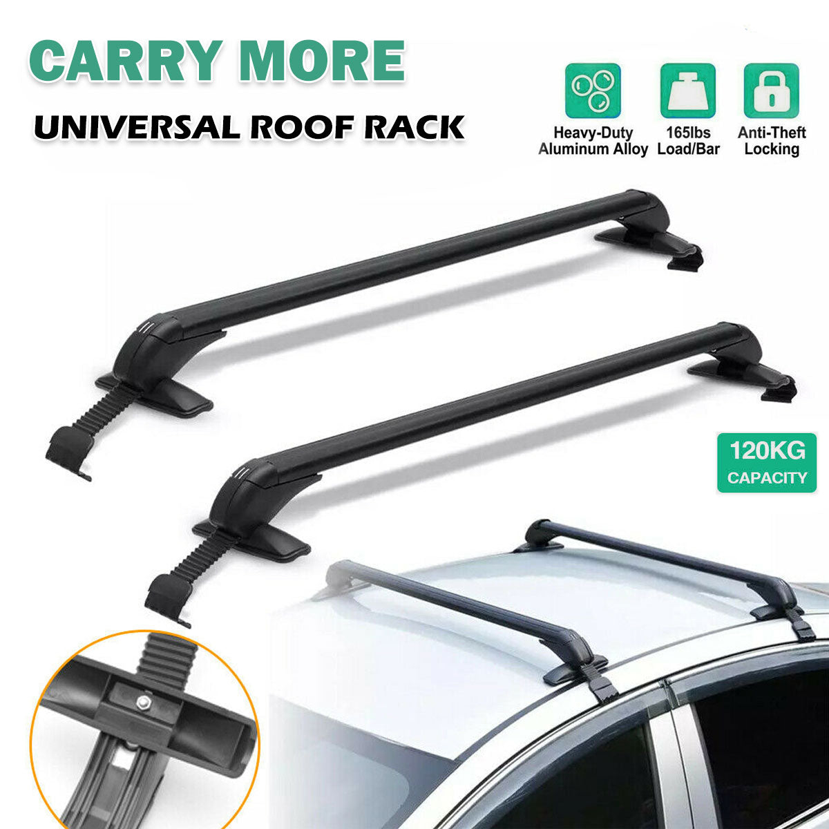 Awnings: 105cm Universal Car Roof Racks Carrier Adjustable Cross Bars Aluminium Alloy Lockable