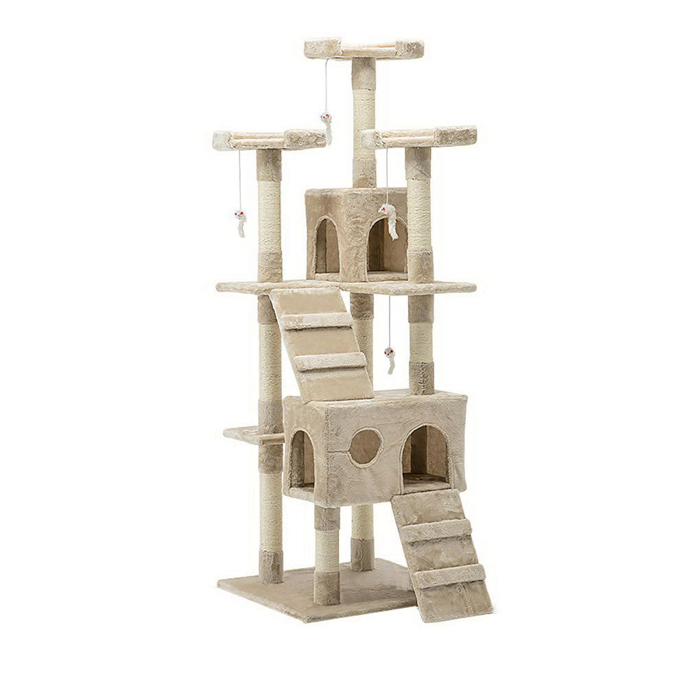 Cat Scratching Posts: 170cm Cat Tree Scratching Post Scratcher Pole Gym Toy House Furniture Multilevel - beige