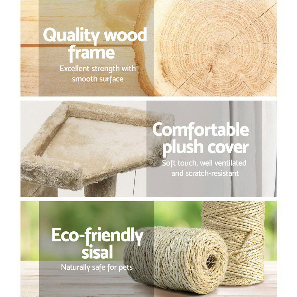 Cat Scratching Posts: 170cm Cat Tree Scratching Post Scratcher Pole Gym Toy House Furniture Multilevel - beige
