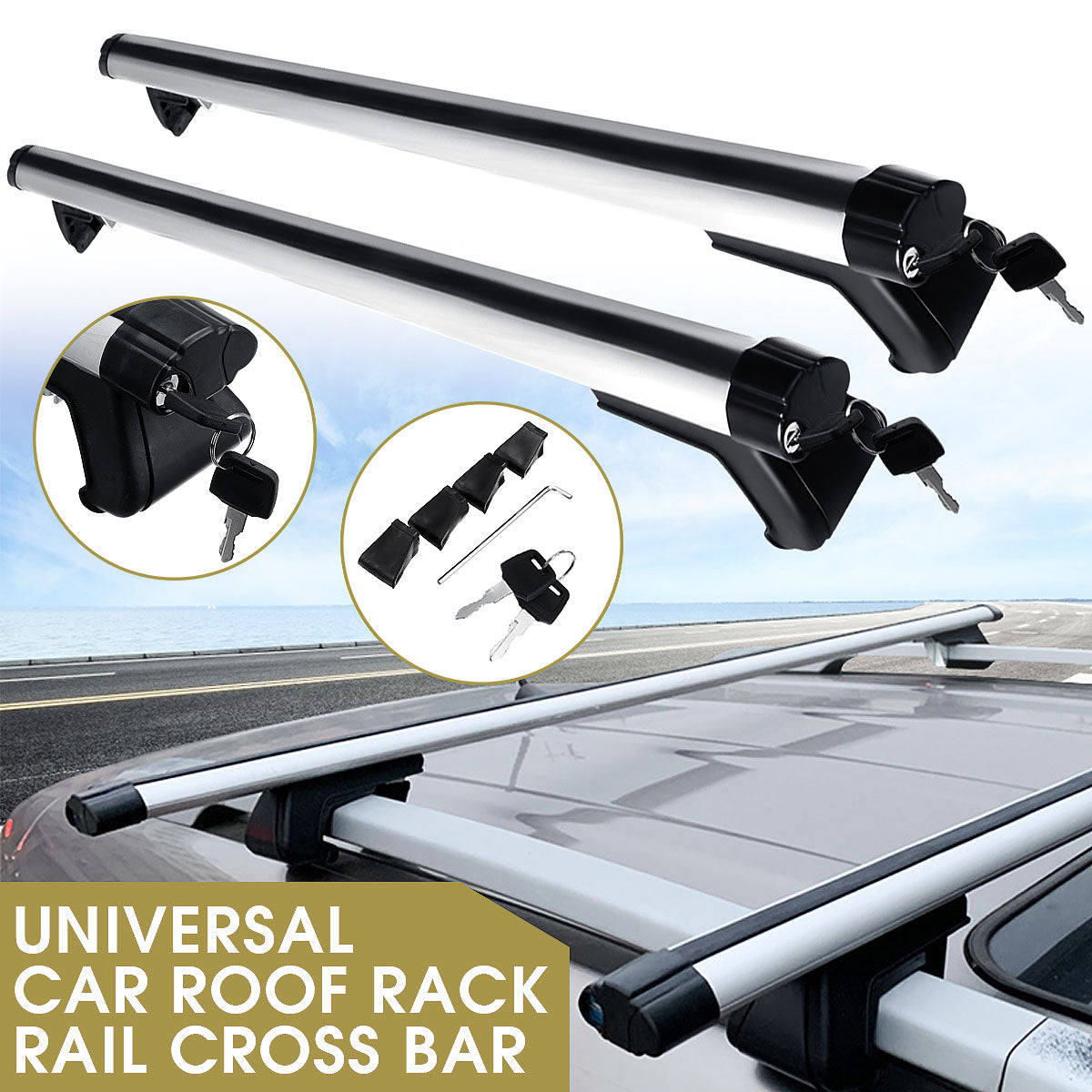 Cross Bar: 125CM Universal Adjustable Aluminum Alloy Car Roof Rack Cross Bars Carrier Lock