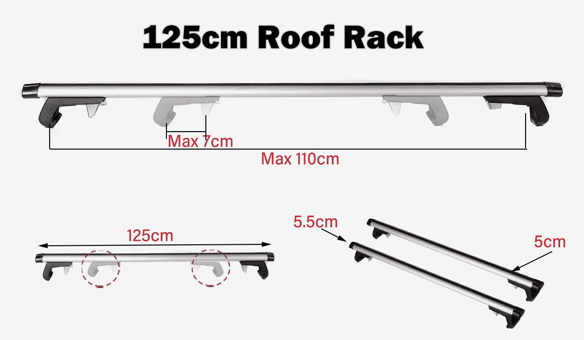 Cross Bar: 125CM Universal Adjustable Aluminum Alloy Car Roof Rack Cross Bars Carrier Lock