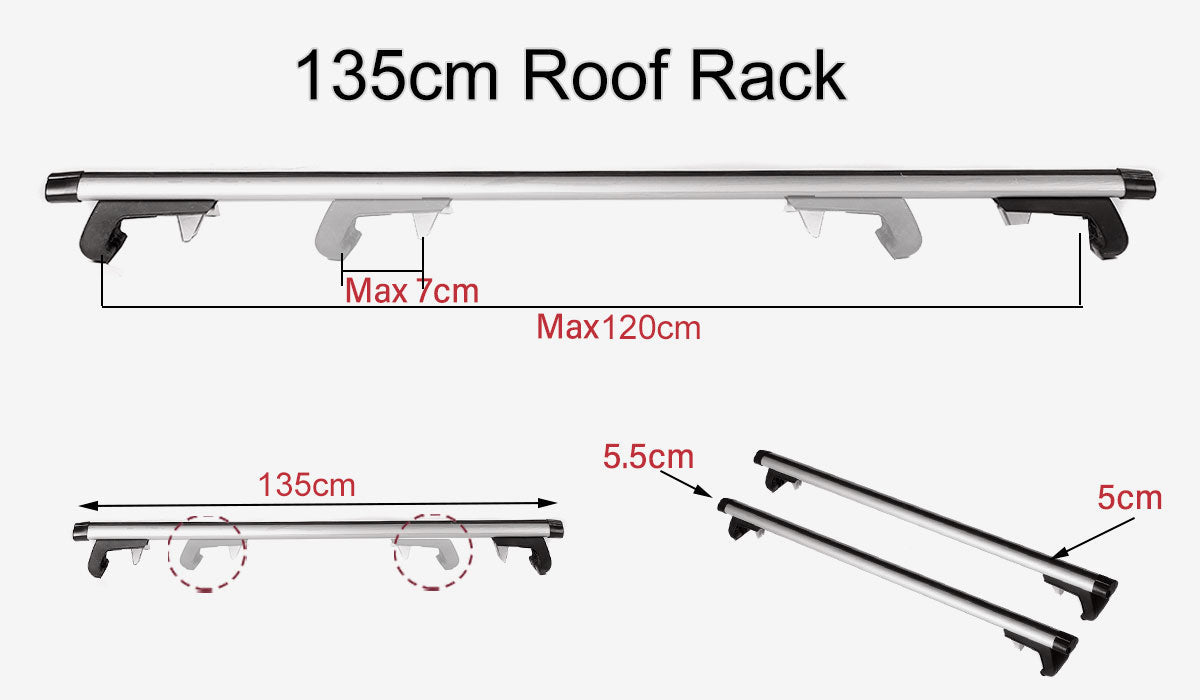 Cross Bar: 135CM Universal Adjustable Aluminum Alloy Car Roof Rack Cross Bars Carrier Lock