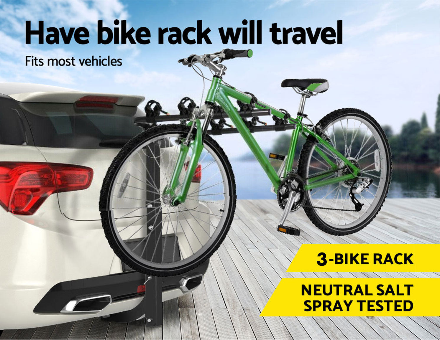 Bicycle Stands & Storage: 3 Bike Rack Bicycle Car Rear Carrier 2" Steel Foldable Steel Hitch Mount Towbar