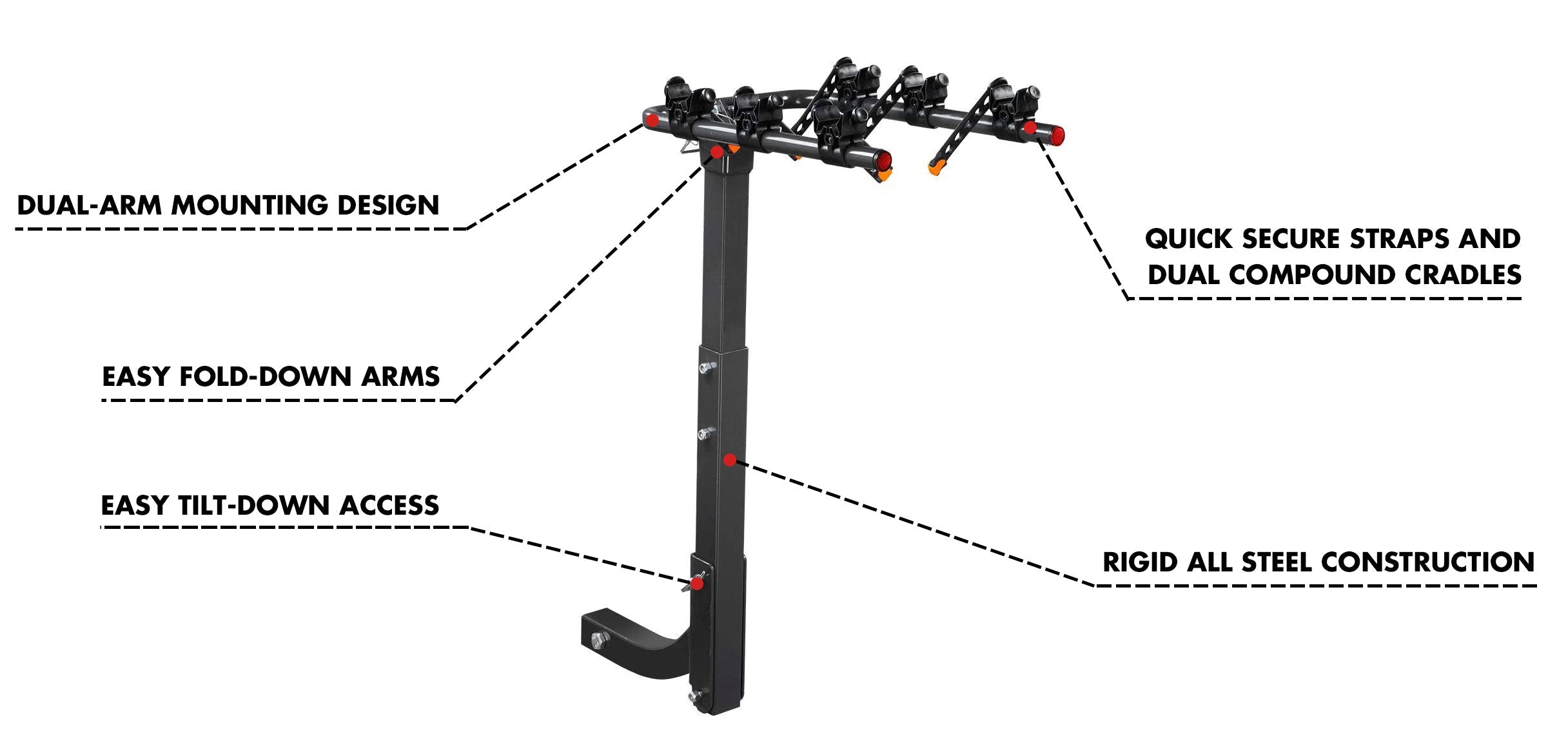 Bicycle Stands & Storage: 3 Bike Rack Bicycle Car Rear Carrier 2" Steel Foldable Steel Hitch Mount Towbar