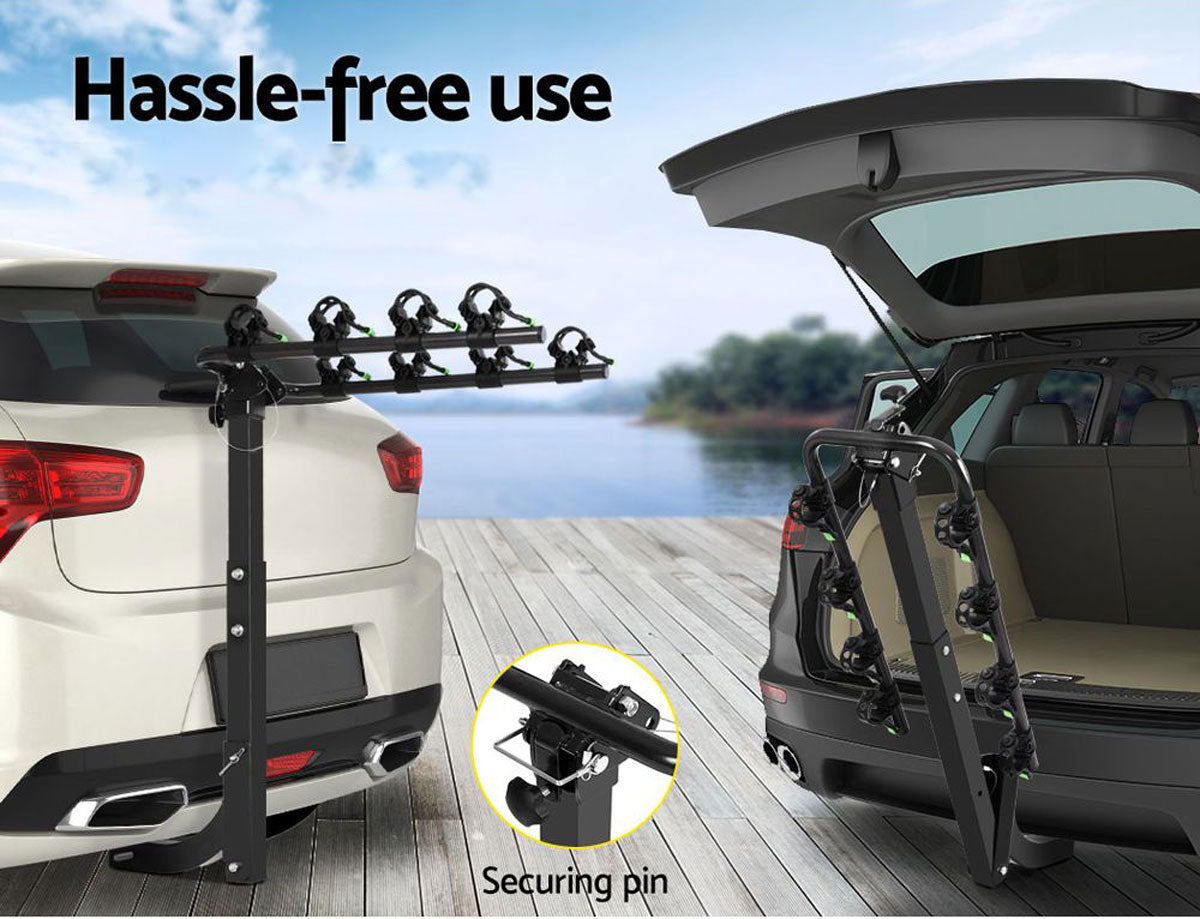 Bicycle Stands & Storage: 3 Bike Rack Bicycle Car Rear Carrier 2" Steel Foldable Steel Hitch Mount Towbar