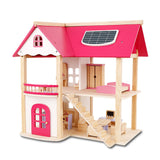 Pretend Play: Wooden DIY Dolls Doll House 2 Level Kids Pretend Play Toys Full Furniture Set