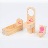 Pretend Play: Wooden DIY Dolls Doll House 2 Level Kids Pretend Play Toys Full Furniture Set