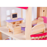 Pretend Play: Wooden DIY Dolls Doll House 2 Level Kids Pretend Play Toys Full Furniture Set