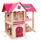 Pretend Play: Wooden DIY Dolls Doll House 2 Level Kids Pretend Play Toys Full Furniture Set