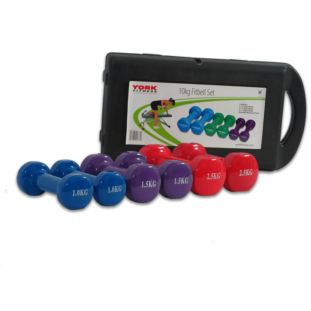 Free Weights: Dumbbell Workout Weights Rack Set 6 Hand 10kg Exercise Fitness Gym Dumbells