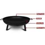 Fire Pits: Portable Outdoor Fire Pit Fireplace Open Patio Heater Garden Plant Bowl Steel
