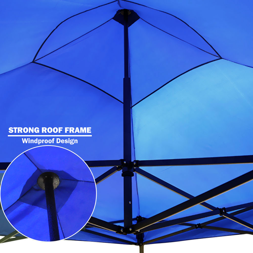 Canopies & Gazebos: 3x3m Pop Up Gazebo Outdoor Tent Folding Marquee Party Camping Market Canopy w/ Side Wall - blue