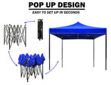 Canopies & Gazebos: 3x3m Pop Up Gazebo Outdoor Tent Folding Marquee Party Camping Market Canopy w/ Side Wall - blue