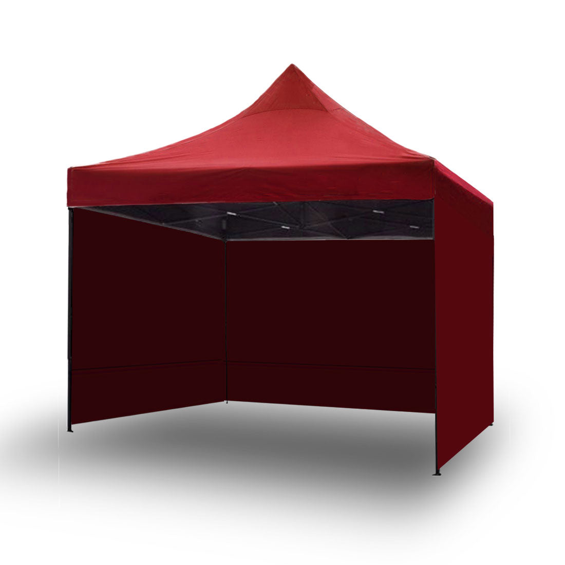 Canopies & Gazebos: 3x3m Pop Up Gazebo Outdoor Tent Folding Marquee Party Camping Market Canopy w/ Side Wall - red