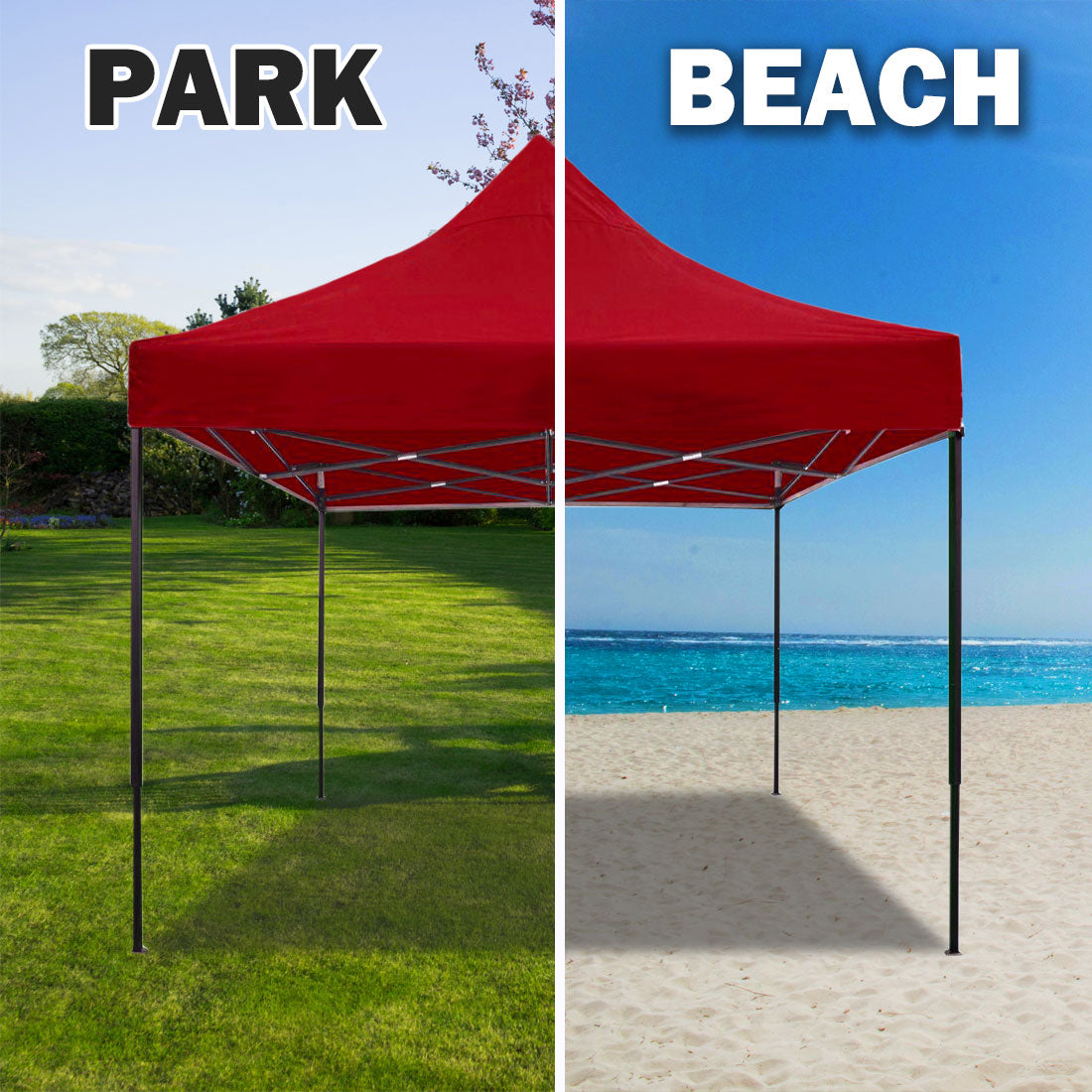 Canopies & Gazebos: 3x3m Pop Up Gazebo Outdoor Tent Folding Marquee Party Camping Market Canopy w/ Side Wall - red