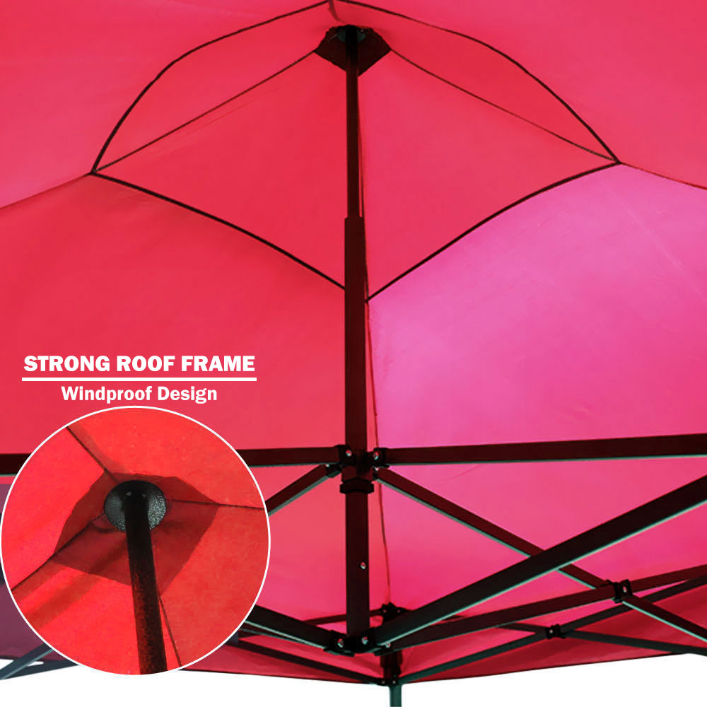 Canopies & Gazebos: 3x3m Pop Up Gazebo Outdoor Tent Folding Marquee Party Camping Market Canopy w/ Side Wall - red