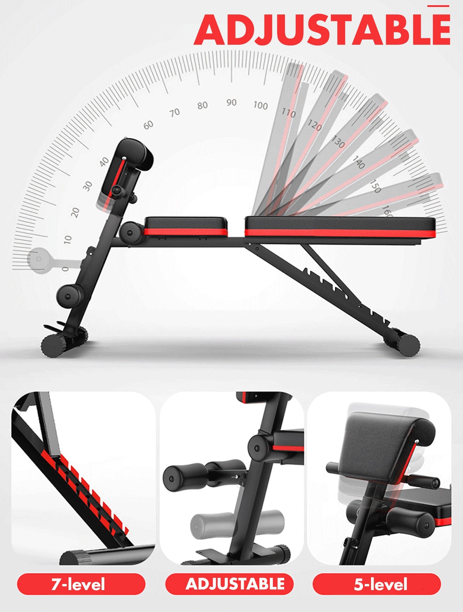 Gymnastics: Adjustable FID Ab Abdominal Weight Press Bench Fitness Incline Sit up Gym Flat